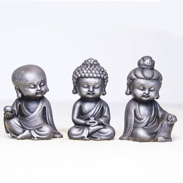 Buddha Stones Handmade Ksitigarbha Kwan Yin Guanyin Avalokitesvara Tathagata Iron Powder Rust Cast Resin Statue Home Decoration Decorations BS 34