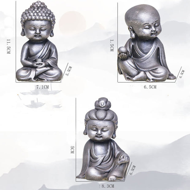 Buddha Stones Handmade Ksitigarbha Kwan Yin Guanyin Avalokitesvara Tathagata Iron Powder Rust Cast Resin Statue Home Decoration