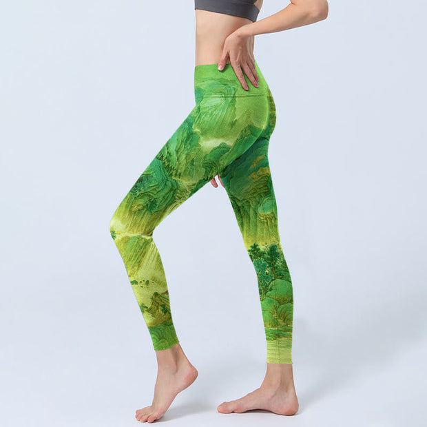 Buddha Stones Mountain River Lanscape Print Gym Leggings Women's Yoga Pants - image 3