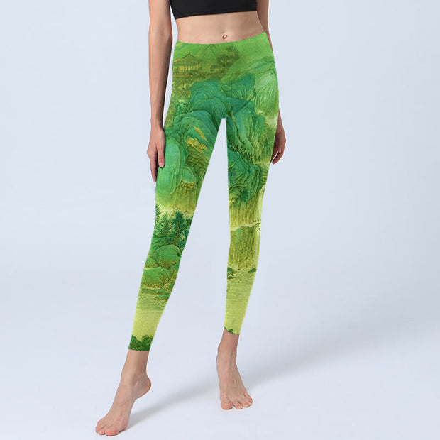 Buddha Stones Mountain River Lanscape Print Gym Leggings Women's Yoga Pants - image 6