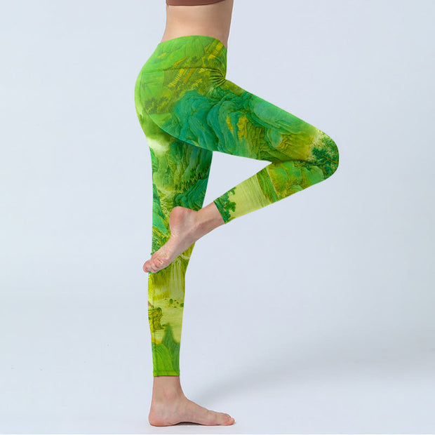 Buddha Stones Mountain River Lanscape Print Gym Leggings Women's Yoga Pants - image 4