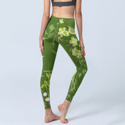 Buddha Stones Magpie Flowers Branches Print Gym Leggings Women's Yoga Pants