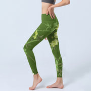 Buddha Stones Magpie Flowers Branches Print Gym Leggings Women's Yoga Pants - image 3