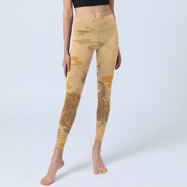 Buddha Stones PiXiu Clouds Pattern Gym Leggings Women's Yoga Pants - image 6