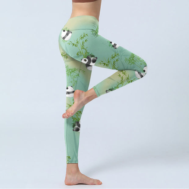 Buddha Stones Bamboo Panda Print Gym Leggings Women's Yoga Pants - image 4