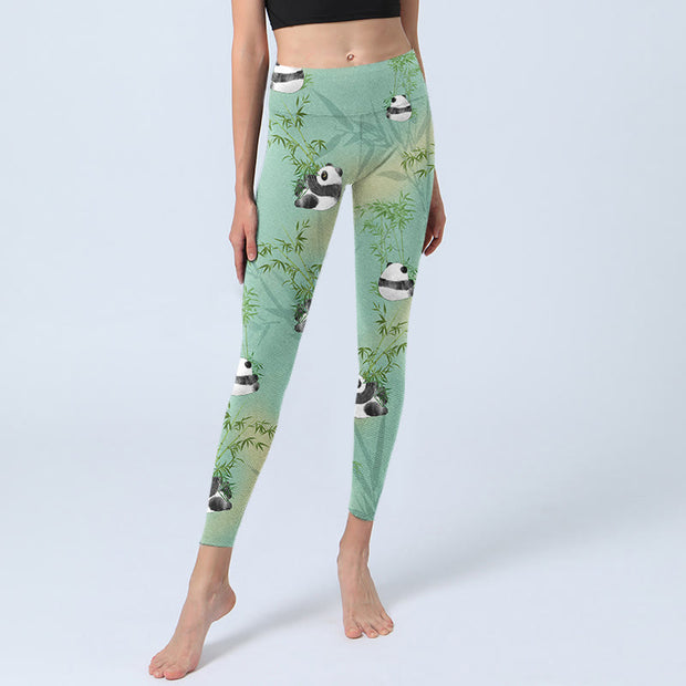 Buddha Stones Bamboo Panda Print Gym Leggings Women's Yoga Pants - image 6