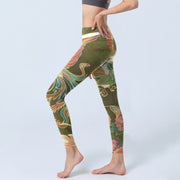 Buddha Stones Vibrant Phoenix Flowers Print Gym Leggings Women's Yoga Pants