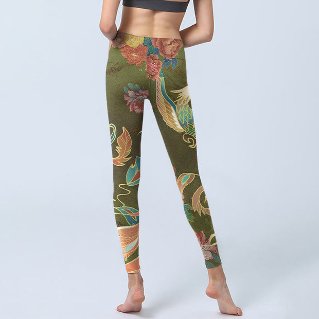 Buddha Stones Vibrant Phoenix Flowers Print Gym Leggings Women's Yoga Pants - image 7