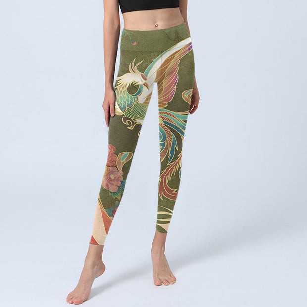 Buddha Stones Vibrant Phoenix Flowers Print Gym Leggings Women's Yoga Pants - image 6