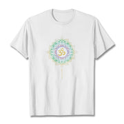 Buddha Stones OM Yellow Green Gradient Lotus Cotton Tee T-shirt