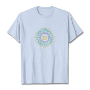 Buddha Stones OM Yellow Green Gradient Lotus Cotton Tee T-shirt