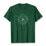 Buddha Stones OM Yellow Green Gradient Lotus Cotton Tee T-shirt