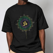 Buddha Stones OM Yellow Green Gradient Lotus Cotton Tee T-shirt