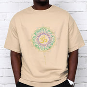 Buddha Stones OM Yellow Green Gradient Lotus Cotton Tee T-shirt