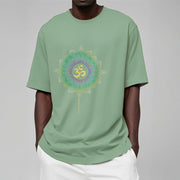 Buddha Stones OM Yellow Green Gradient Lotus Cotton Tee T-shirt