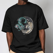 Buddha Stones Tiger Dragon Yin Yang Cotton Tee T-shirt