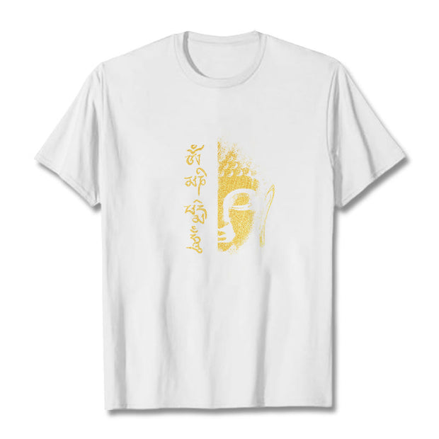 Buddha Stones Om Mani Padme Hum Golden Buddha Cotton Tee T-shirt