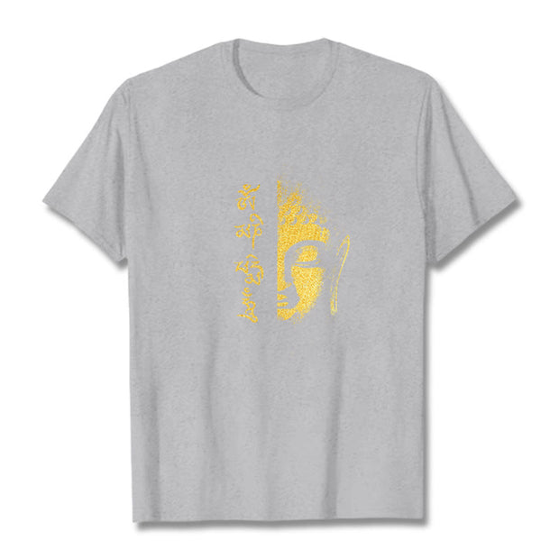 Buddha Stones Om Mani Padme Hum Golden Buddha Cotton Tee T-shirt