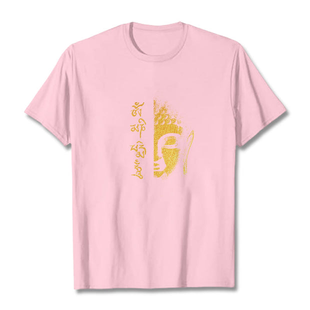 Buddha Stones Om Mani Padme Hum Golden Buddha Cotton Tee T-shirt