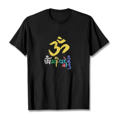 Buddha Stones Colorful Om Mani Padme Hum Cotton Tee T-shirt