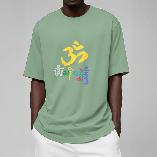 Buddha Stones Colorful Om Mani Padme Hum Cotton Tee T-shirt