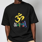 Buddha Stones Colorful Om Mani Padme Hum Cotton Tee T-shirt