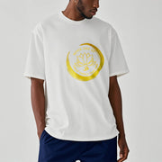 Buddha Stones Om NEVER GIVE UP GREAT THINGS TAKE TIME Lotus Cotton Tee T-shirt