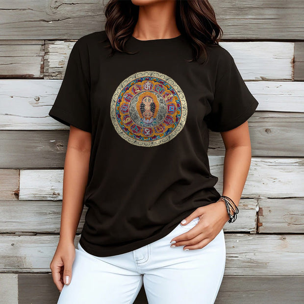 Buddha Stones Dorje Vajra Mandala Buddha Cotton Tee T-shirt