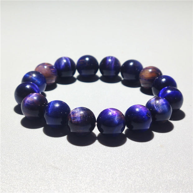 Buddha Stone Various Tiger Eye Confidence Bracelet Bracelet BS Purple Tiger Eye(Wrist Circumference: 14-16cm) 12mm