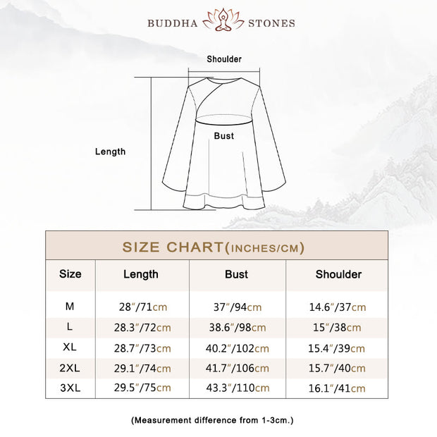 Buddha Stones 2Pcs Three Quarter Sleeve Long Sleeve Shirt Wide Leg Pants Meditation Cotton Linen Clothing Women's Set