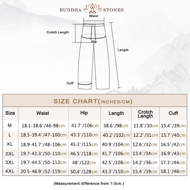 Buddha Stones Men's Solid Color Cotton Linen Casual Drawstring Pants With Pockets