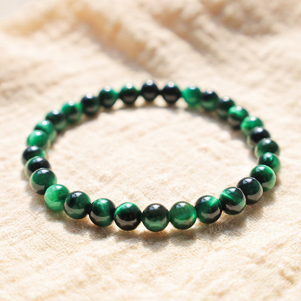 Buddha Stone Various Tiger Eye Confidence Bracelet Bracelet BS Green Tiger Eye(Wrist Circumference: 14-16cm) 6mm