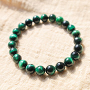 Buddha Stone Various Tiger Eye Confidence Bracelet Bracelet BS Green Tiger Eye(Wrist Circumference: 14-16cm) 8mm