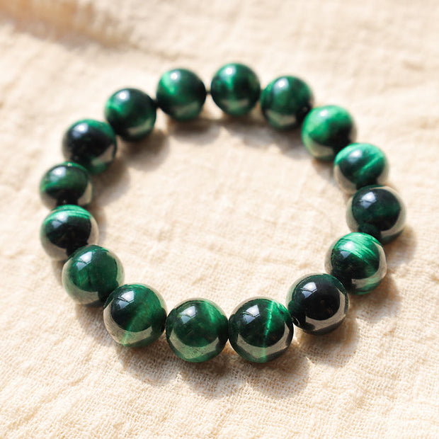 Buddha Stone Various Tiger Eye Confidence Bracelet Bracelet BS Green Tiger Eye(Wrist Circumference: 14-16cm) 12mm