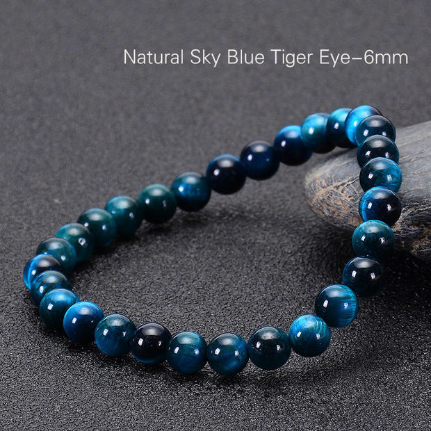 Buddha Stone Various Tiger Eye Confidence Bracelet Bracelet BS Blue Tiger Eye(Wrist Circumference: 14-16cm) 6mm