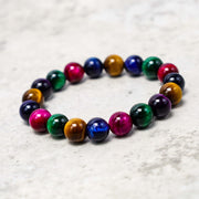 Buddha Stone Various Tiger Eye Confidence Bracelet Bracelet BS Colorful Tiger Eye(Wrist Circumference: 14-16cm) 12mm