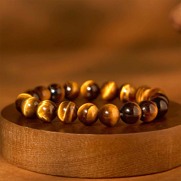 Buddha Stone Various Tiger Eye Confidence Bracelet Bracelet BS Tiger Eye(Wrist Circumference: 14-16cm) 12mm