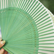 Buddha Stones Solid Color Dragonfly Tassel Handheld Mulberry Silk Bamboo Folding Fan Folding Fan BS 12