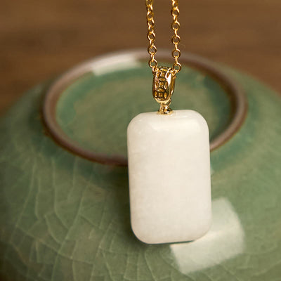 FREE Today: Luck and Prosperity Square Hetian Jade Necklace Pendant