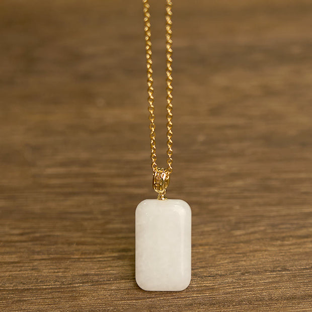 FREE Today: Luck and Prosperity Square Hetian Jade Necklace Pendant