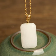 FREE Today: Luck and Prosperity Square Hetian Jade Necklace Pendant