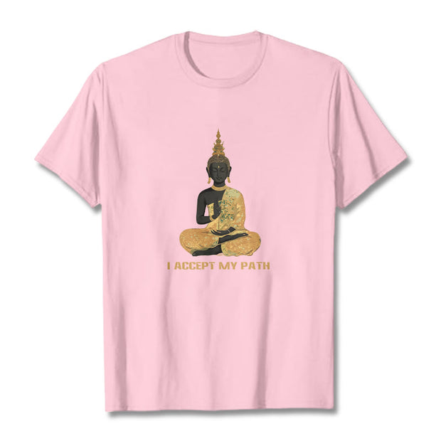 Buddha Stones I Accept My Path Cotton Tee T-shirt T-Shirts BS LightPink 2XL