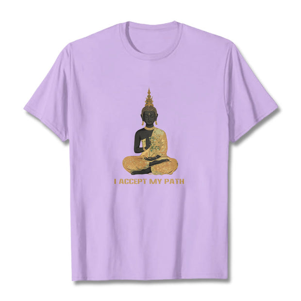 Buddha Stones I Accept My Path Cotton Tee T-shirt T-Shirts BS Plum 2XL