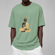 Buddha Stones Meditating Buddha Pattern Cotton Tee T-shirt