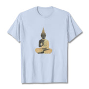 Buddha Stones Meditating Buddha Pattern Cotton Tee T-shirt