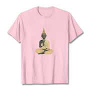 Buddha Stones Meditating Buddha Pattern Cotton Tee T-shirt