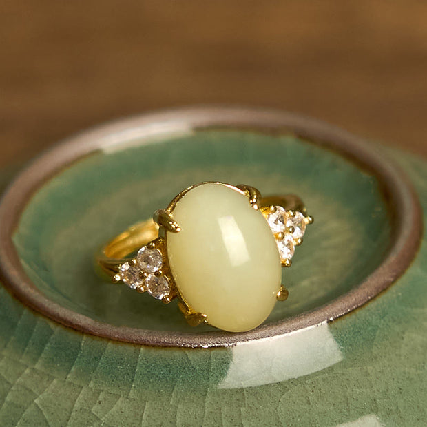 FREE Today: Prosperity and Abundance Hetian Jade Egg Alloy Ring