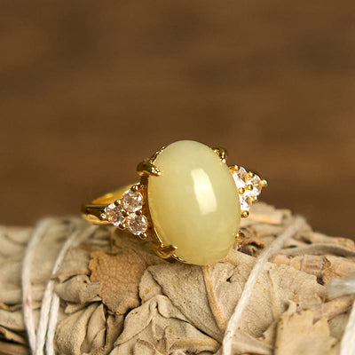 FREE Today: Prosperity and Abundance Hetian Jade Egg Alloy Ring