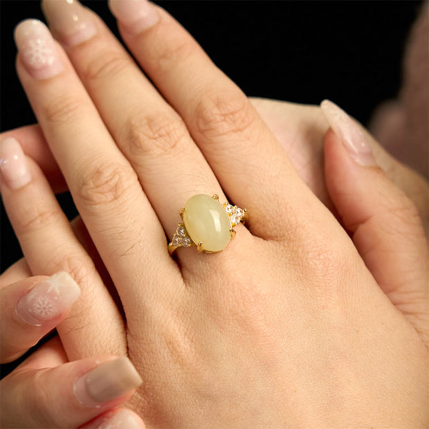 FREE Today: Prosperity and Abundance Hetian Jade Egg Alloy Ring