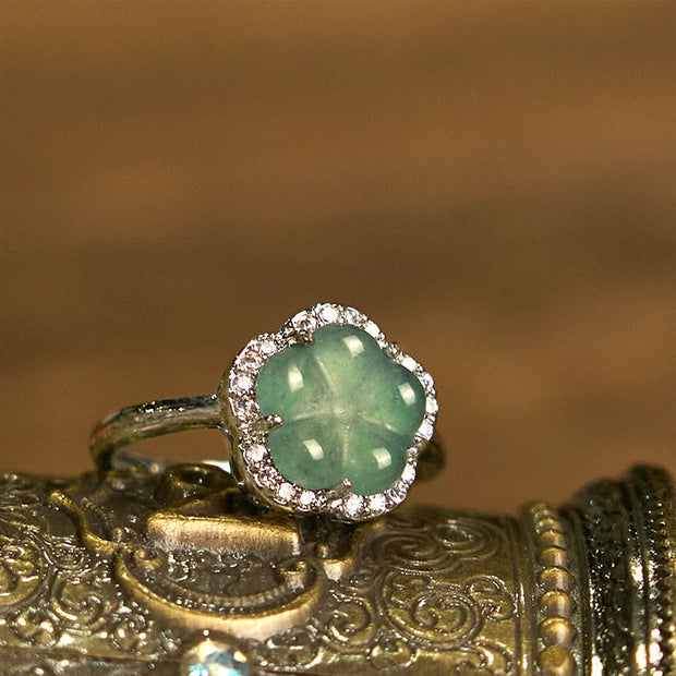 FREE Today: Prosperity Protection Jade Alloy Flower Ring